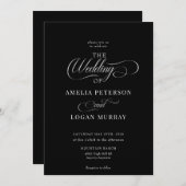 白黒結婚式招待状 招待状 (正面/裏面)