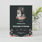 白黒結婚式招待状 招待状 (スタンド正面)