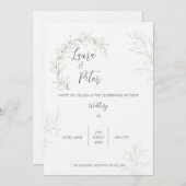 白黒結婚式招待状 招待状 (正面/裏面)