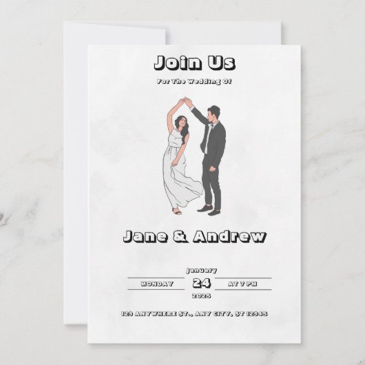 白黒結婚式招待状 招待状 (正面)