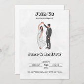 白黒結婚式招待状 招待状 (正面/裏面)