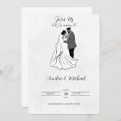 白黒結婚式招待状 招待状 (正面/裏面)