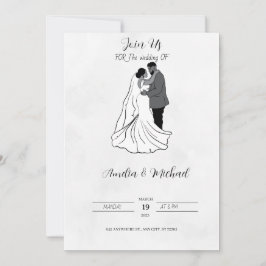 白黒結婚式招待状 招待状
