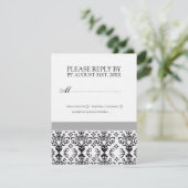 白黒結婚式招待状RSVPカード 出欠カード (スタンド正面)