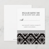 白黒結婚式招待状RSVPカード 出欠カード (正面/裏面)