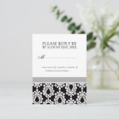 白黒結婚式招待状RSVPカード 出欠カード (スタンド正面)