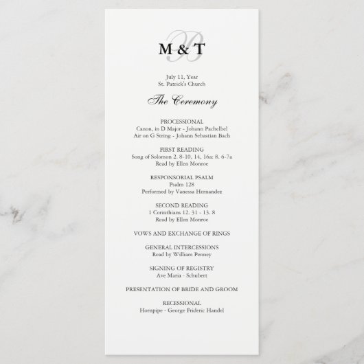 白黒結婚式 プログラム (正面)