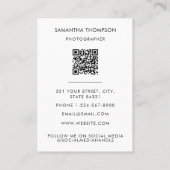 白黒結婚撮影者QRコード写真 名刺 (裏面)