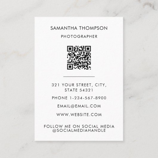 白黒結婚撮影者QRコード写真 名刺 (裏面)