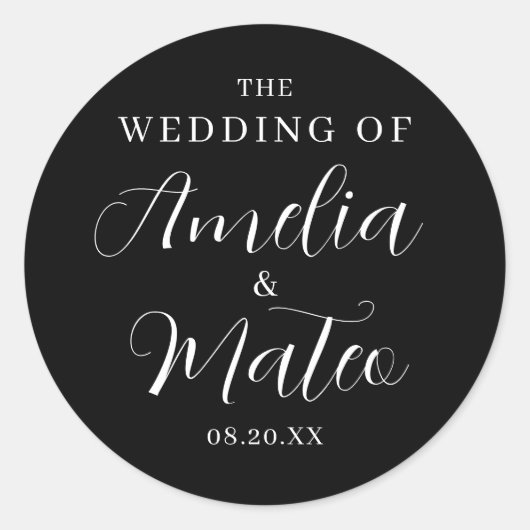 白黒結婚書道封筒用シール ラウンドシール (正面)