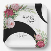 白黒結婚紙プレート ペーパープレート (正面)