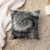 白黒絞り染めスターバストスパイラルレトロ クッション (ブランケット)