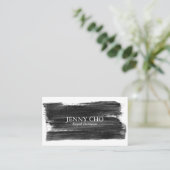 白黒絵を描はっきりしたストライプブラシシンプルストローク 名刺 (スタンド正面)