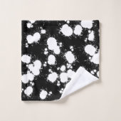 白黒絵を描（ばちゃばちゃ）跳ねる バスタオルセット (ウォッシュタオル)