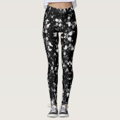 白黒絵を描（ばちゃばちゃ）跳ねる レギンス (正面)