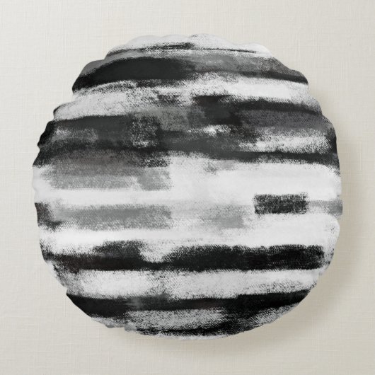 白黒絵画抽象芸術の芸術 ラウンドクッション (正面)