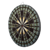 白黒緑と赤モロッコスタイル模様 ダーツボード (正面右)