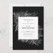 白黒緑のモノグラ結婚ム セーブザデート (正面)