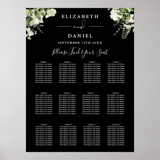 白黒緑の結婚座席表 ポスター (正面)