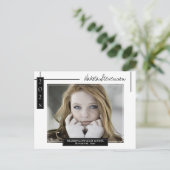 白黒線ミニマル卒業写真 ポストカード (スタンド正面)