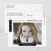 白黒線ミニマル卒業写真 ポストカード (正面/裏面)