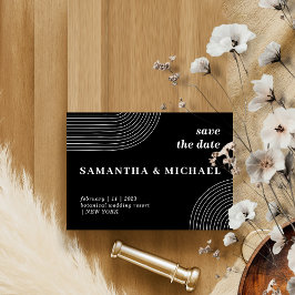 白黒線モダン画エレガント救日 招待状