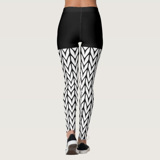 白黒編み物モチーフスタイルデコーオン レギンス (裏面)