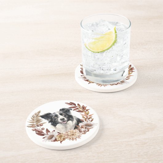 白黒縁どコリードッグオータムリース コースター (側面)