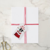 白黒縁どコリーパピーインサンタバッグ ギフトタグ (より糸付き)