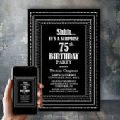 白黒縁どサプライズ75thバースデーパーティー 招待状