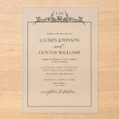 白黒縁どフローラ結婚モノグラム アクリル招待状 (正面)