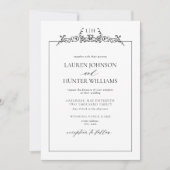 白黒縁どフローラ結婚モノグラム 招待状 (正面)