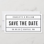 白黒縁どモダンはっきりした日付の保存 セーブザデート (正面)