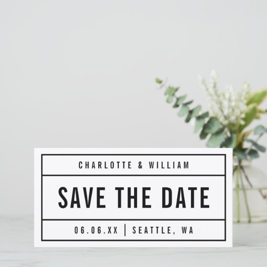 白黒縁どモダンはっきりした日付の保存 セーブザデート (スタンド正面)