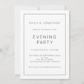 白黒縁ど線結婚の夕べパーティー 招待状 (正面)