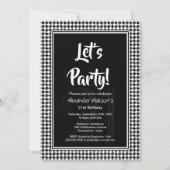 白黒縁ど21歳の誕生日パーティー 招待状 (正面)