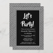 白黒縁ど21歳の誕生日パーティー 招待状 (正面/裏面)