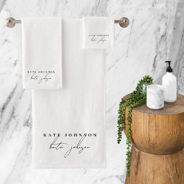 白黒署名スクリプトモノグラム バスタオルセット