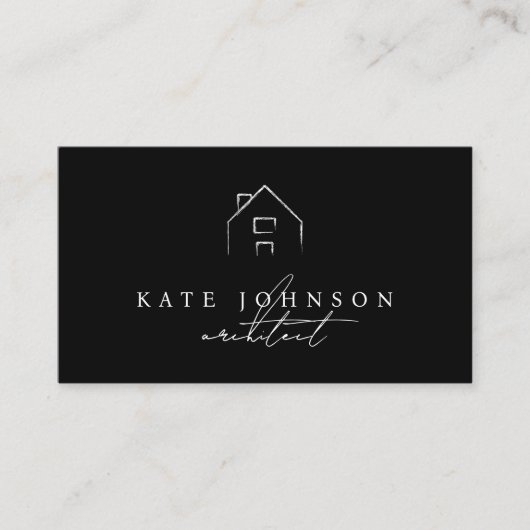 白黒署名スクリプトQRコードソーシャルメディア 名刺 (正面)