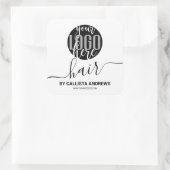 白黒署名タイポグラフィヘアロゴ スクエアシール (バッグ)