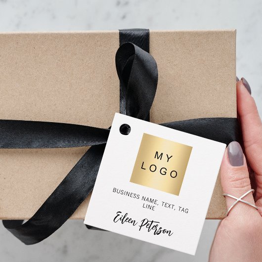 白黒署名ビジネスロゴつるラベル フェイバータグ