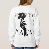 白黒美しいが痛みバラ スウェットシャツ (裏面)