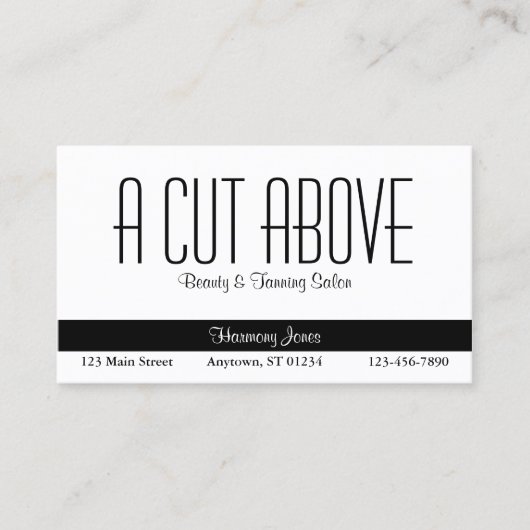 白黒美しいサロン 予約カード (正面)