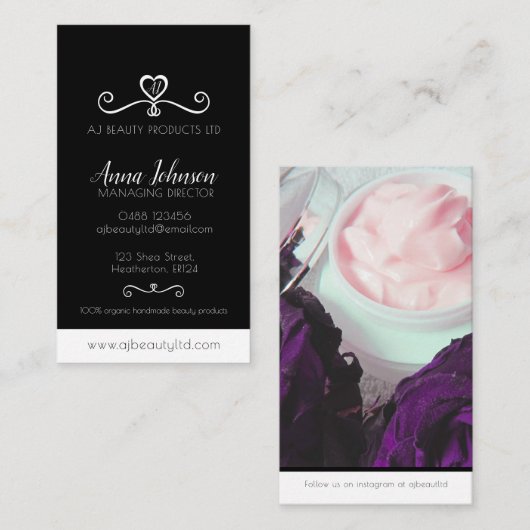 白黒美しい会社の写真カスタム 名刺 (正面/裏面)