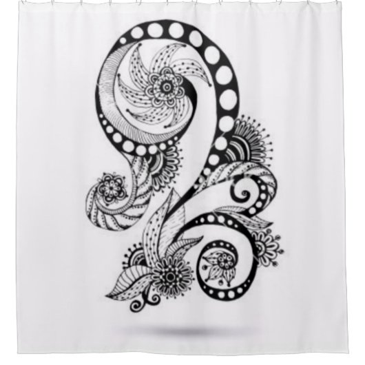 白黒美術 シャワーカーテン (正面)