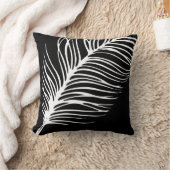 白黒羽のシルエット クッション (ブランケット)