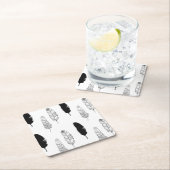 白黒羽 スクエアペーパーコースター (インサイチュ)