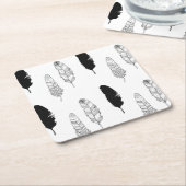 白黒羽 スクエアペーパーコースター (アングル)