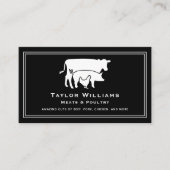 白黒肉市場の牛の豚チキン 名刺 (正面)