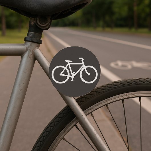 白黒自転車シンボルステッカー ラウンドシール